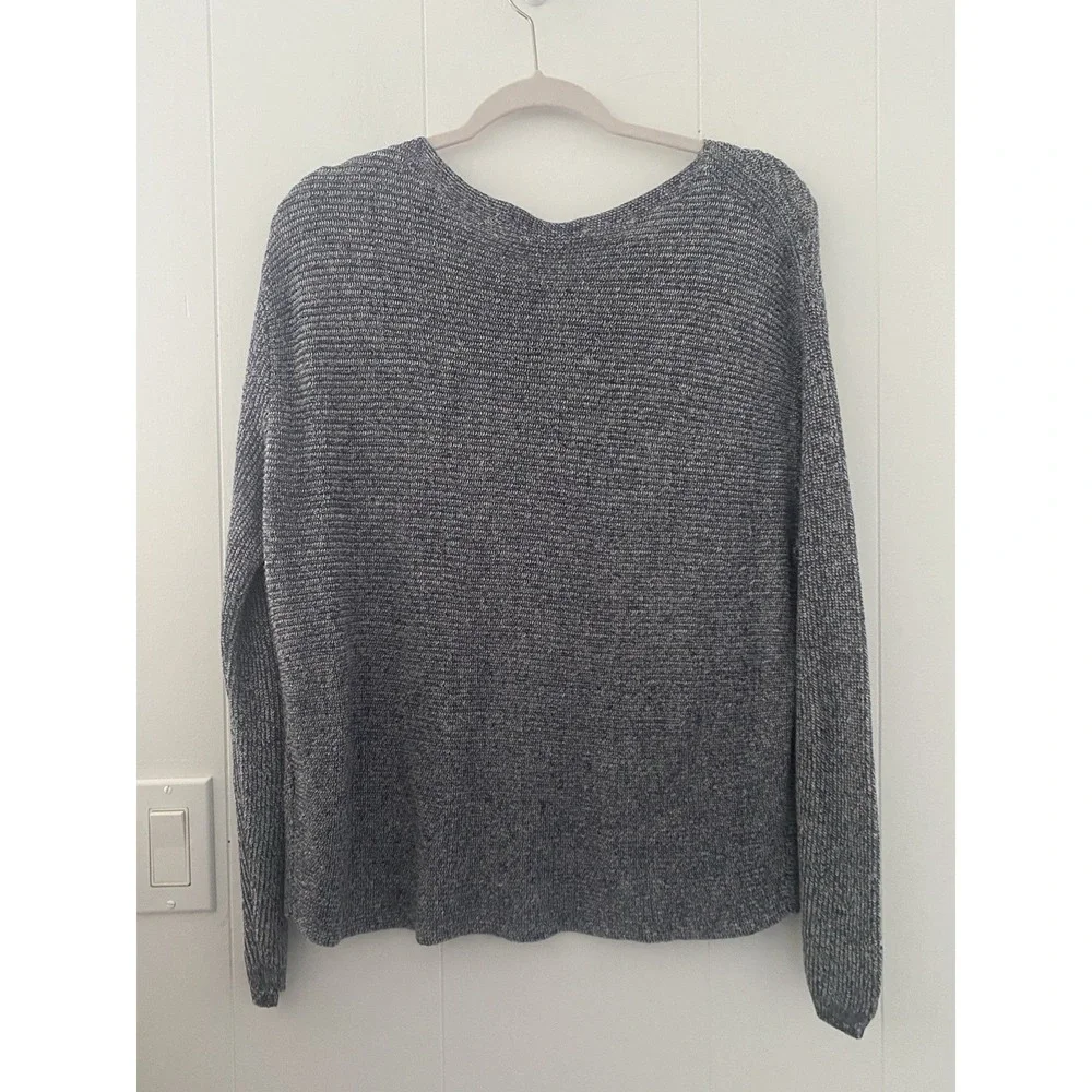 J.Crew Linen Cotton Marled Knit Sweater Women's Small Blue White Long Sleeve